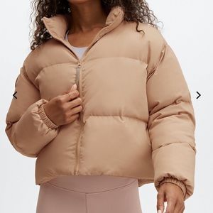 Fabletics tan cropped puffer size S NEW WITH TAGS